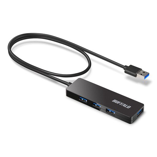バッファローUSBハブUSB3.0スリム設計4ポート60cmバスパワー軽量WindowsMacPS4PS5Chromebook対応テレワーク在宅勤務BSH4U12560U3BK