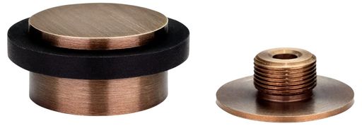 接着剤ドアストッパー|45x20mm|ねじ山ベース|ブラックラバー|真ちゅう|熟成レザー仕上げ|ネジ+固定プラ..