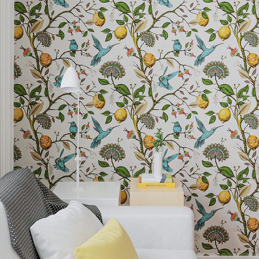 VaryPaper壁紙シール花柄リメイクシート白地インテリアシール花鳥植物クロスはがせる厚手カッティングシート45cmx3mのり付きふすま補修ビニールシールリフォームキッチン装飾保護シート…