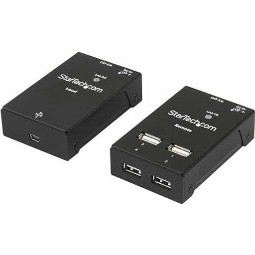 StarTech.comUSBエクステンダー/40m/Cat6/Cat5LANケーブル使用/4ポートUSB2.0ハブ付/電源アダプター付属/Type-A拡張スプリッター分配器/USB延長リピーター/カテゴリ6/カテゴリ5ケーブル経由