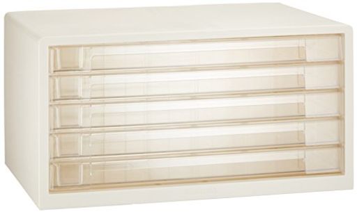 メーカー型番: A3-55W 本体寸法・重量: W494xD340xH259mm、4.2kg 材質: 本体/スチロール樹脂、引出し/透明スチロール樹脂 仕様: A3ヨコ/浅5段・A3・ヨコ型 浅引出し内寸: W453xD311xH36mm カラー分類インデックスカード付