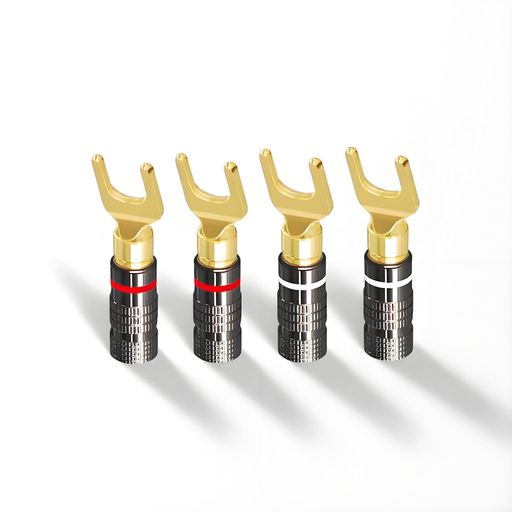 TUDOUZZZスピーカー端子Y型プラグ4個バナナプラグアルミメタルシェル10AWG-18AWGゲージサイズ4mmオーデ..