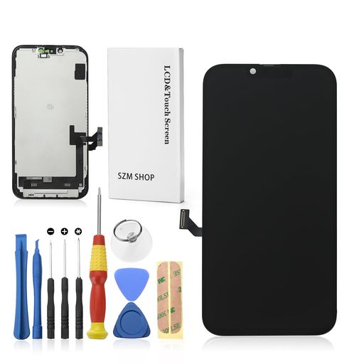 SUNZEMINiPhone14PLUSフロントパネルセットタッチパネル(フロントガラスデジタイザ)液晶パネルセット修理交換用(14PLUS黒)
