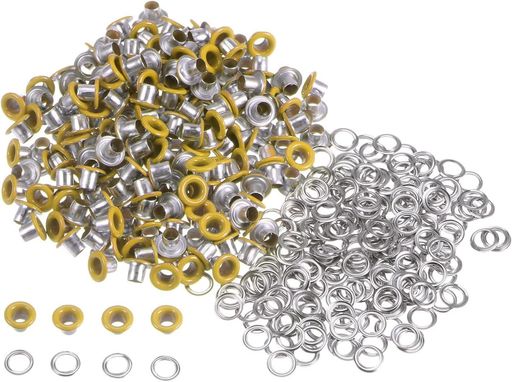 [caak]両面ハトメハトメ玉約200個セット底鋲パーツカバン靴ベルト手芸用品DIY手作り(イエロー内径6mm)