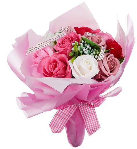 ポピー名古屋ソープフラワーシャボンフラワー造花ギフトプレゼント12輪ブーケバラ花束約26cmクリアバッグ付きSBL-11ピンク