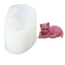 横たわっている猫のシリコンモールド、DIY手作り石鹸、ケーキ、キャンドル用のクラフトアートシリコンモールド