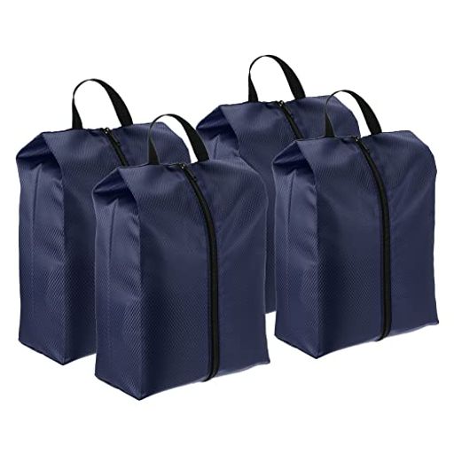 PATIKIL 旅行用シューズバッグ 4個入りポータブルナイロンシューズバッグ ジッパー付き 防水靴収納オーガナイザー 旅行アウトドア用 ネービーブルー