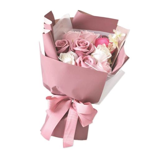 ポピー名古屋ソープフラワーシャボンフラワー造花ギフトプレゼント9輪ブーケバラ花束約30cmペーパーバッグ付きS-139ピンク