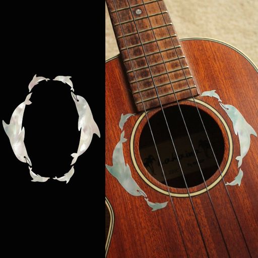 ソプラノ、コンサート、テナーどれでも使用可能 簡単に楽器をカスタマイズ 本物の貝・インレイのようなステッカー。 貼った後はレモンオイル等でメンテナンス可能です。