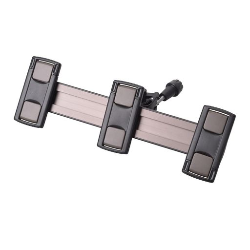 ホルダー可動サイズ : 23.5~29cm ロッドクランプ可動サイズ : 10~28mm径 製品重量(約) : 175g ※タブレットを挟む際、ホルダー3つの場合のタブレットサイズは29cm以上34cm未満、ホルダー2つの場合は18.5cm以上21cm未満。重さは500g以内です。