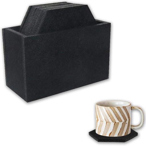 コースターフェルト吸水おしゃれ吸水速乾断熱パッド厚手六角形収納ケース付き8枚セット