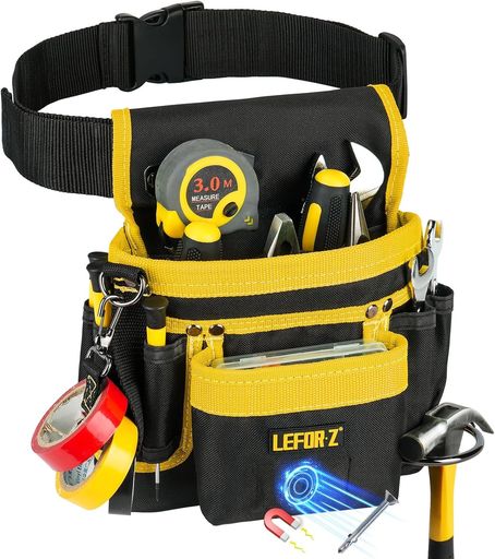 IVODEELA腰袋工具入れ磁気吸引ベルト付き作業用ポーチ着脱式腰道具工具差し小物入れ作業腰バッグ14ポケ..