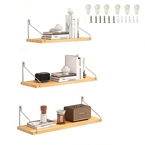 【ユニークなデザイン】天然木を加工して作られたウォールシェルフだから、長時間が使えます。賃貸も私宅にも合わせやすく、小さな家の中に壁掛け式ストックスペースを作り、大きな部屋に装飾性をアップすることもできる。 【壁を一新する】30+40+50cm異なる長さの棚板はリビング、キッチン、 バスルーム、廊下、玄関に簡単に組み合わせて、収納スペースの増加と装飾性のアップも両立します。 【組立は簡単で】一つは無痕釘での取り付けで、ネジによる別の取り付け方法,自由に選んでください。どうな壁でも簡単に取り付け可能です。を使えば壁を傷つけない。 【頑丈な作りと耐久性】壁掛け棚の表面に特殊加工をほどこされており、無毒無臭、防湿、防カビ、防腐性も優秀です!これにより、今後何年の使用中に耐久性と快適性が向上できます。 【幅広い用途】色々な場所で使用できて、リビングルーム、ダイニングルーム、キッチン、書斎などに設置できて、この壁棚は本棚としてたくさん本を収納できます。陳列、花瓶、デコレーション、おもちゃ、植物、写真などを置くことができます。