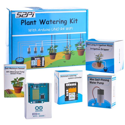 GeeekPi植物散水キット(ArduinoUNOR4WiFi用、UNOR4WiFiマイクロコントローラボード、土壌水分センサー、ウォーターポンプ、灌漑ホース、オンラインドキュメント付き)