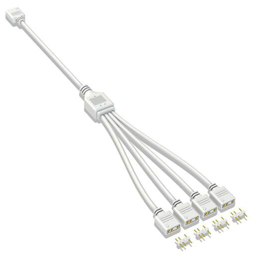 ファン用電源ケーブル 4分岐ケーブル 5V ARGB ファン延長コード 30cm ホワイト
