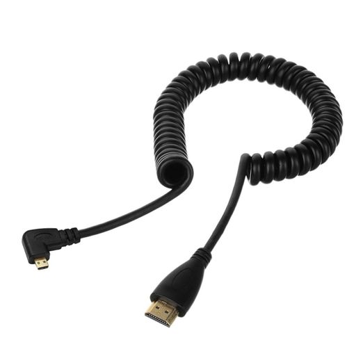 ストレッチスプリング左右角度90度マイクロHDMI-HDMIオスHDTVケーブル携帯電話タブレットカメラ用Leftangled