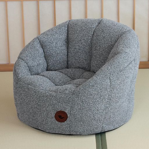 MinComfyWo ビーズクッションソファ 一人用 コンパクト 匂いなしEPPビーズ エコ素材 子供用 ペットベッド 麻生地 おしゃれ 持ち手付き 小型ソファ 省スペース ワンルーム グレー