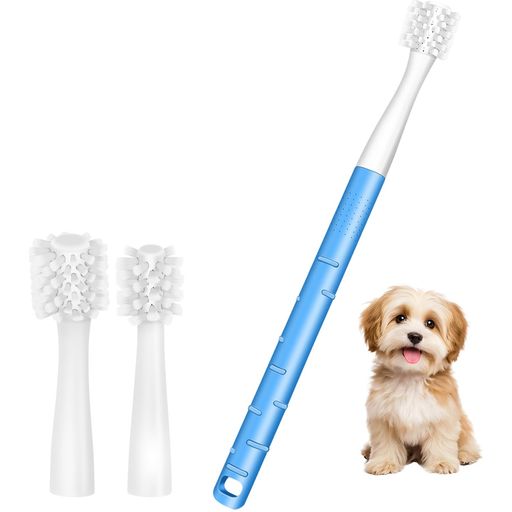 小型~中型犬 歯ブラシ専用設計: 小型~中型犬 (15kg/33lbs 以下)専用に設計されたペット歯ブラシキットです。コンパクトなブラシヘッドが口腔内の不快感を最小限に抑え、抵抗を減らし、ペットにとってより快適なブラッシングを実現します。(※大型犬 には不適合です。) 360°極細毛犬歯ブラシ: 2つの 360° ブラシヘッドを搭載し、ブラッシング時間を短縮します。PET 製の噛みにくい素材に超ソフトなスパイラル毛を使用し、奥歯まで優しく届き、犬の鋭い歯にもフィットします。ブラシヘッドは高品質な噛みにくい素材を使用し、ハンドルは食品グレードのシリコーン素材です。ブラシヘッドがペットに危害を与える心配はありません。 滑り止めハンドルで安全操作:食品グレードのシリコーン製ハンドルは、濡れた状態でもグリップ力を 50%向上させ、落下を防ぎます。ハンドル下部にはフック穴が付いており、吊り下げ収納が可能です。安全なスナップオン設計により、使用中もブラシヘッドがしっかり固定され、不意の落下を防止します。 繰り返し使えるハンドルと交換可能なブラシヘッド:ブラシヘッドのハンドルへの取り付けは簡単で、工具は不要です。