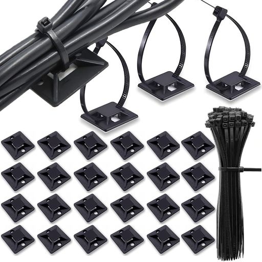【套装内容】20mmx20mmマウントベース100台+15cm耐候性ナイロン結束バンド100本のフルセット。ベースとバンドを組み合わせるだけで、家中の配線をまとめて整理可能。 【耐久設計】紫外線・湿度・温度変化に強い高品質ナイロン採用。ベランダや車内、ガレージなど過酷な環境でも剥離や変形なし。 【超強力粘着】強力粘着両面テープで作成して、金属、プラスチック、材木、ガラスなどいろんな場所にぴったり吸着することができます。また、剥がしてもケーブルと粘着面に傷をつかないようなデザインもあります。 【簡単な設置】裏面シール剥がし右向き矢印設置面に押し付け右向き矢印10秒待つだけ。結束バンドを通すだけでケーブル固定が完了するDIY不要設計。 全空間対応マルチユース 【推荐场景】屋内(オフィス・キッチン・TV裏)から屋外(庭の照明・車内配線・サイネージ設置)まで、あらゆるシーンの配線整理を解決。