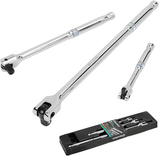 Rakuten - DURATECHスピンナーハンドル3本セット差込角6.35・9.5・12.7mm全長:148mm・248mm・380mm首振りタイプ180°回転可能スプリング搭載ディテントボールトルク掛けボルトナットの取り外しタイヤ交換バ…