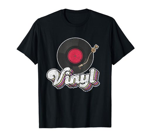 ビニールレコードプレーヤー I ターンテーブルプレーヤー I レトロ音楽 Tシャツ