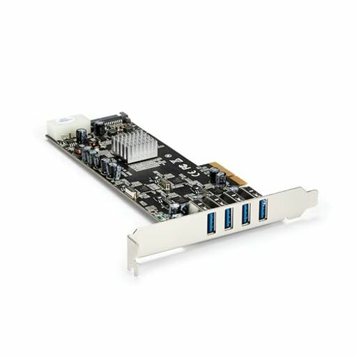 StarTech.comUSB3.04ポート増設PCIeカード4個の専用5GbpsチャネルUASP対応SATA(15ピン)/ペリフェラル(4ピン)電源付きPEXUSB3S44V