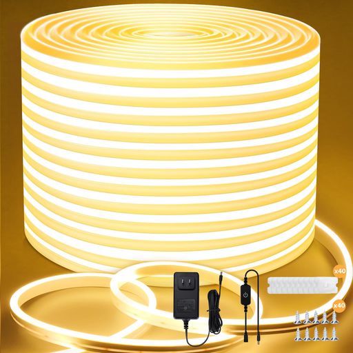 明るく均一な照明— 1200個の高輝度暖白LEDを搭載したLEDテープライトで、3000Kの色温度により、120度の広範囲にわたって柔らかく均一な光を提供します。 カットと拡張が可— テープライト 10mは黒いマーカーラインに沿って5cmごとに簡単にカットでき、DIYによる住宅装飾や商業サインの作成に最適です。滑らかで均一な照明を作り出し、多彩な形状やパターンを作成できます。 タッチ式調光— 最新のタッチ式調光コントローラーを搭載したテープライトLEDで、10%から100%までの明るさを簡単に調節可能。長押しで明るさを調整し、短押しでオン/オフができます。リモコンの再設定が不要なため、使いやすさが向上しています。 防水性と耐久性— P65防水等級のLEDテープで、プールや雨の日でも安心して使用可能。耐熱性のあるシリコン素材を使用しており、LEDも長寿命で劣化しにくい設計です。注:電源プラグとエンドキャップは防水ではありません。屋外で使用する場合は防水加工が必要です。
