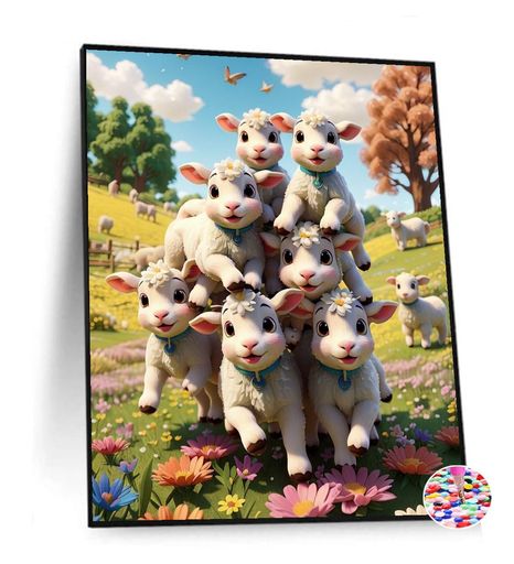 ZOCCKIダイヤモンドアートスクエア四角ダイヤモンドペインティング手作り絵画全面貼り付けタイプビーズアート30x40cmかわいい子羊