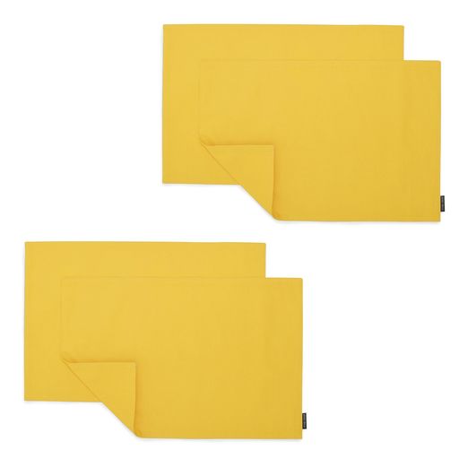 楽天Happy night Rainbowスタイルデコール（STYLEDecor）ランチョンマット綿100％4枚セット（30cmx45cm）リバーシブルタイプシトロンイエロー洗える布製おしゃれランチマットスタイルデコールW3103102