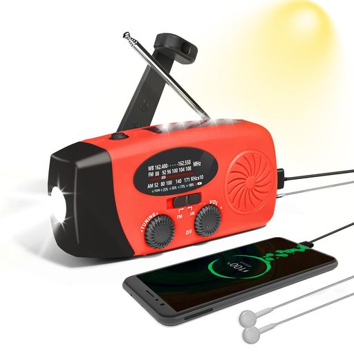 防災ラジオ多機能ソーラーラジオ手回し充電大容量6000mAh3WAY充電PSE認証済み懐中電灯・SOSアラーム機..