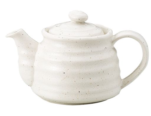 宗峰窯陶器ポット白釉(アミ付)420cc482-13-403約φ11x11cm