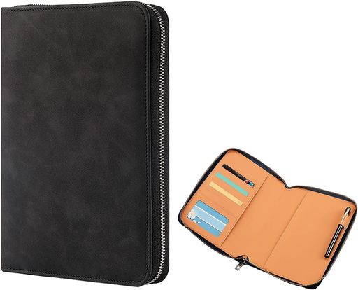 ノートカバー手帳カバーBetterJonnyA5ファスナー定期刊行物ノートカバーYKKファスナー付きPUレザースケジュール帳カバー手縫いりカード収納ペンホルダー付防水適用ケジュールの管理