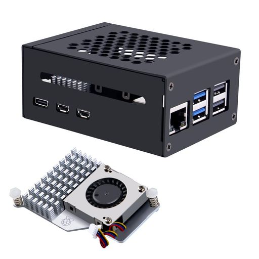 GeeekPiradiatorラジエーターメタルケースRaspberryPi5用、RaspberryPi54GB/8GB用Pi5アクティブクーラ..