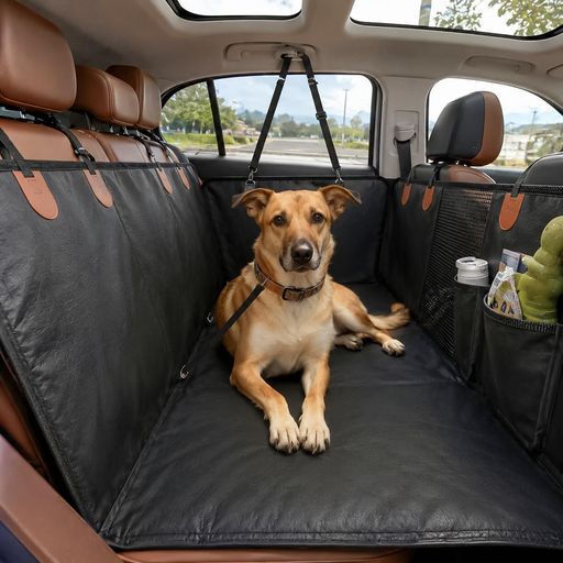 Ebuty ペットドライブシート【座席硬化 落ち防止】後部座席 車 犬 シートカバー 大型犬 防水 滑止め ハーネス付きド…