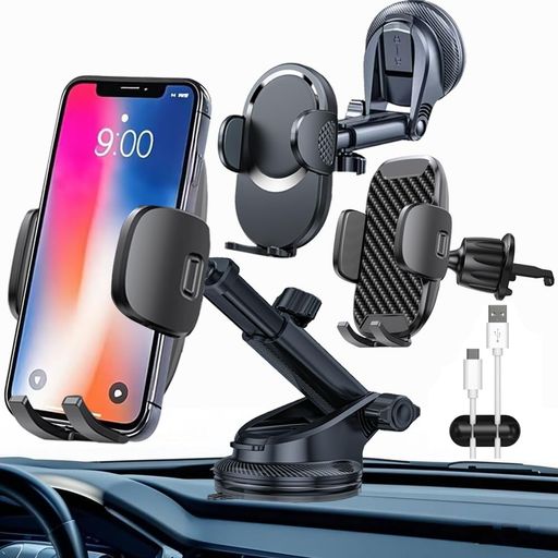 Car Storage, Holder - Eseastarスマホホルダー車吸盤回転可能車載ホルダー自由調節4-7インチ多機種と99%車種が対応、エアコン送風口用のと吸盤用のと2個セット