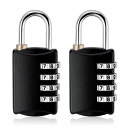 SHULLIN2個ロック南京錠4桁ダイヤル式ロック盗難防止荷物スーツケースジッパー袋ハンドバッグ学校ロッカー倉庫ゲート防犯自転車ロック(ブラック)
