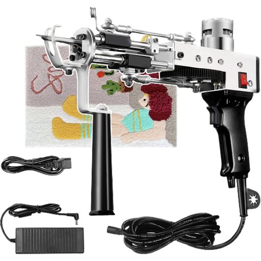 タフティングガンカーペット織機TuftingGun【2024新版・カループパイルとカットパイル両対応電動カーペッタフティングガン】高速織り5~40ステッチ/秒工業用刺繍機ラグメーカー電動絨毯ク…