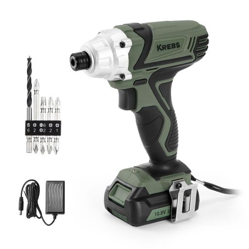 KREBS(クレブス)インパクトドライバー10.8V充電式小型軽量約1.1kg2000mAhバッテリー&充電器付LEDライト..