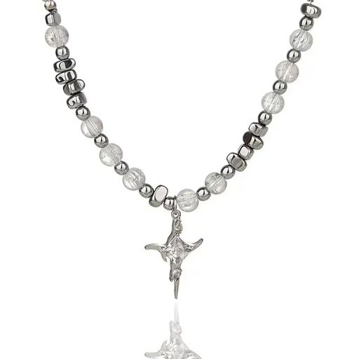 [シルバーサンダー]ネックレスメンズ人気チタン鋼合金玻璃クロス十字架ステンレスアクセサリージュエリープレゼント彼氏父の日誕生日男女兼用バレンタインデーホワイトデー