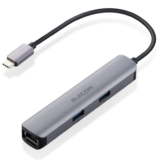 エレコム USB Type-C ハブ ドッキングステーション 5-in-1(LANポート) DST-C17SV/EC HDMIポート 4K対応 USB3.0x3ポート LANポート Macbook/Macbook Pro/iPad