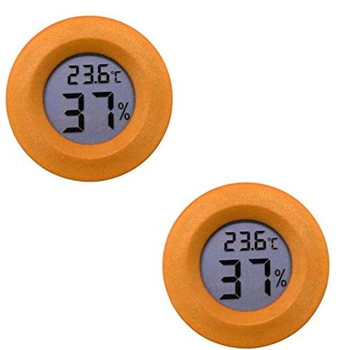WINGONEER2個ミニデジタルLCD温度湿度計温度計湿度計ラウンド-オレンジ