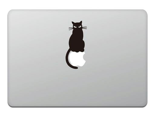 カインドストア MacBook Air / Pro 11 / 13インチ マックブック ステッカー シール 猫 黒猫 キャット りんごに乗る黒猫 ブラック M699