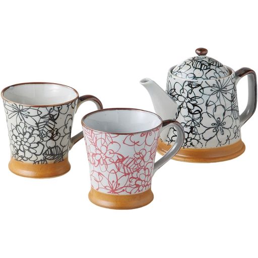 エールネット(Ale-net)急須ポット茶器セット直径10.9x高さ12.6cm460ccフラワーガーデンセット茶こし付き陶器美濃焼