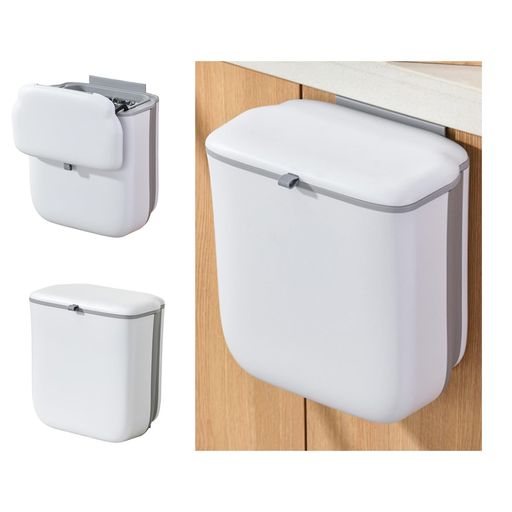 MEI&COキッチン壁掛けごみ箱9L大容量簡単設置二通りの蓋の開き方PP素材折りたたみ式で隠しスクレーパー..