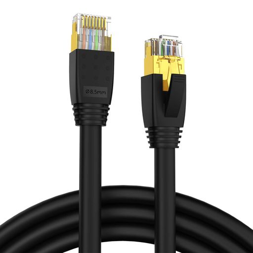 LANケーブルカテゴリー8(2m)難燃ゲーム向け超高速光回線対応【AMPCOM】ギガビット40Gbps/2000MHz/CAT8爪折れ防止防塵キャップ付二重シールドOUN回線装置モデムWIFIルーターPS3/PS4/PS5