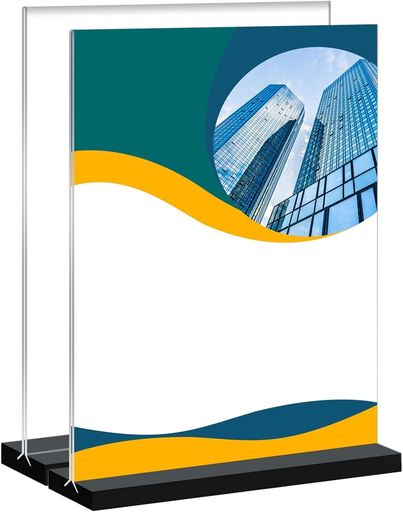 SKTMHアクリルスタンド2個入A4判縦置きPOPスタンドサインホルダー透明倒れにくい保護フィルム付き広告絵画ポスター写真カード立て卓上案内板自宅/飲食店/展示会/オフィス/レストランなど…