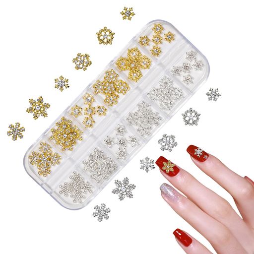 【ネイルパーツ雪の結晶】人気の雪の結晶ネイルパーツが新登場!ラインストーンがちりばめられていて、キラキラして、質感があり、指元に魅力を与え、オーラを強めてくれます。上品なネイルを作りたい時に欠かせない! 【安全な素材】ネイルパーツは高品質の...