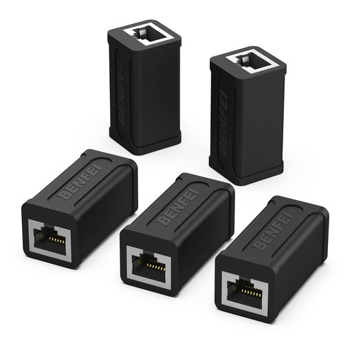 BENFEI RJ45 LANケーブル用中継コネクタ、5 個セット cat7 cat6 cat5 RJ45 中継コネクタ ギガビット対応 8P8C lan端子 メス-メス