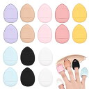 EsiFareパフ指のパフメイク道具ミニパフ16枚セットメイクパフクッションファンデ8色指先用化粧パフ乾湿両用染み込みにくいメイクスポンジ水滴形かわいいパフアンドビー