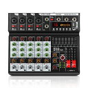 XTUGAEV6プロフェッショナル6チャンネルオーディオミキサー16DSPエフェクト、7バンドEQ、独立48Vファンタム電源BLUETOOTH機能、USBインターフェース録音スタジオ/DJステージ/パーティ/ホームレ…